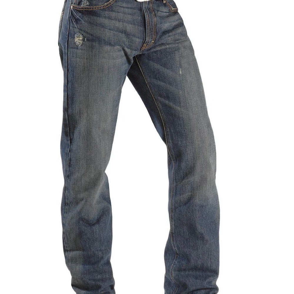 ARIAT Mens M4 Tabac Low Rise Boot Cut Distressed Blue Jeans Western Cowboy